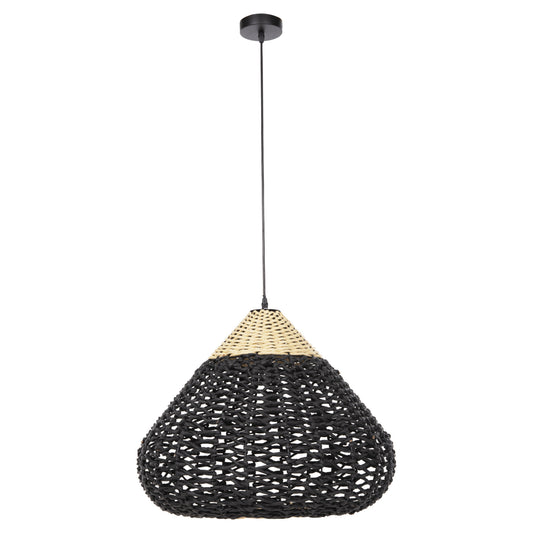 CEILING PENDANT LAMP HM4346 PAPER ROPE ΙΝ BEIGE AND BLACK Φ55,5x44Hcm.