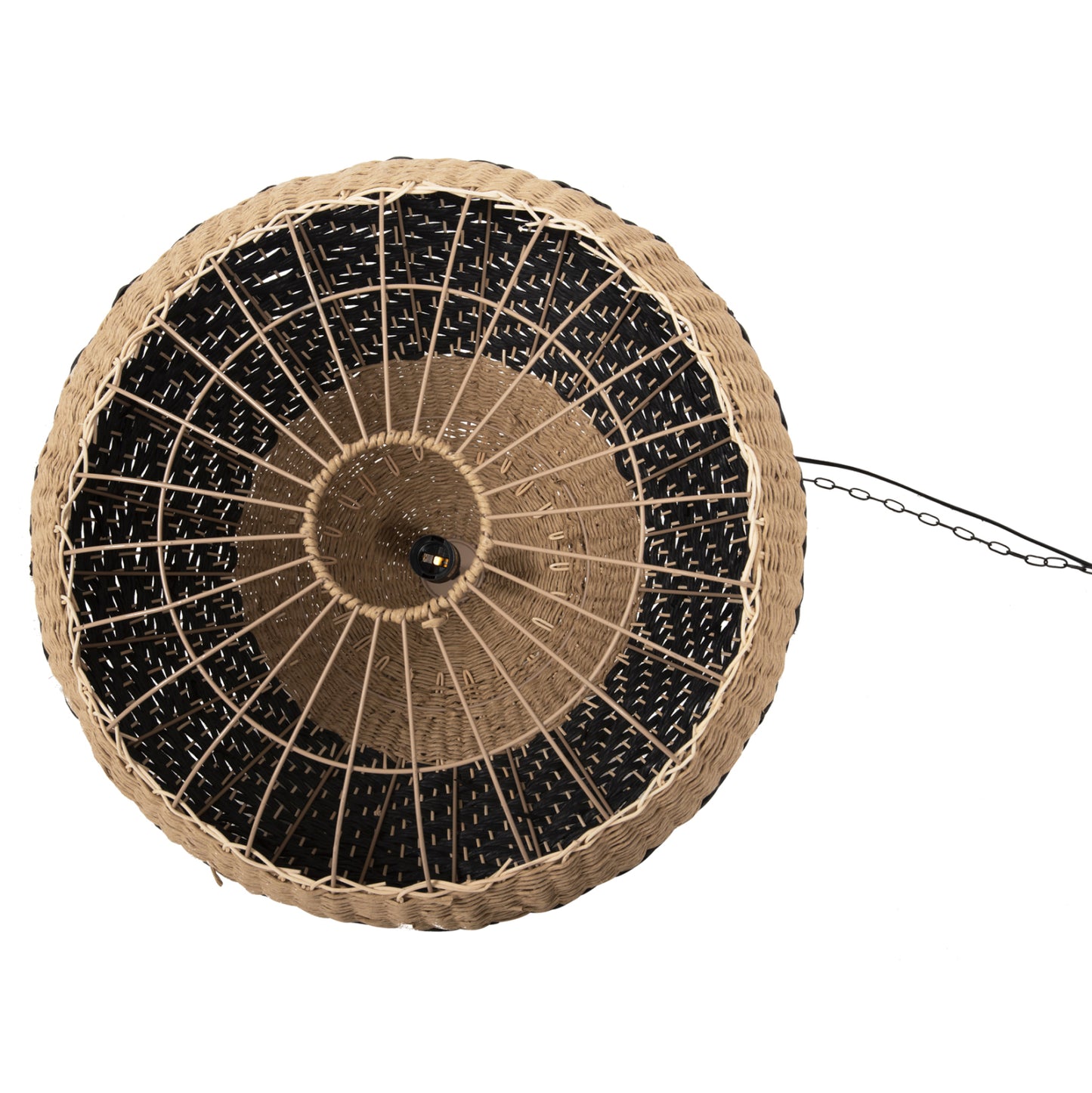 CEILING PENDANT LAMP HM4354 NATURAL RATTAN-PAPER ROPE-NATURAL&BLACK COLOR Φ54x42-145Hcm.