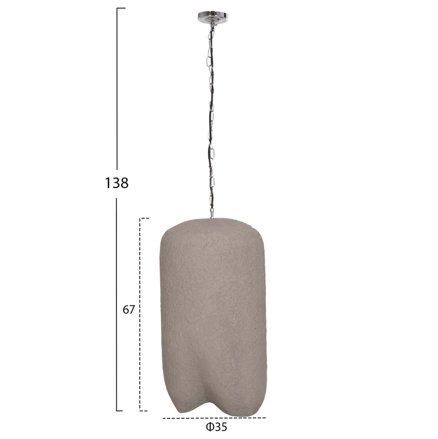 CEILING PENDANT LAMP LOGKY HM4704.03L FIBER CEMENT IN GREY 35x35x67Hcm.