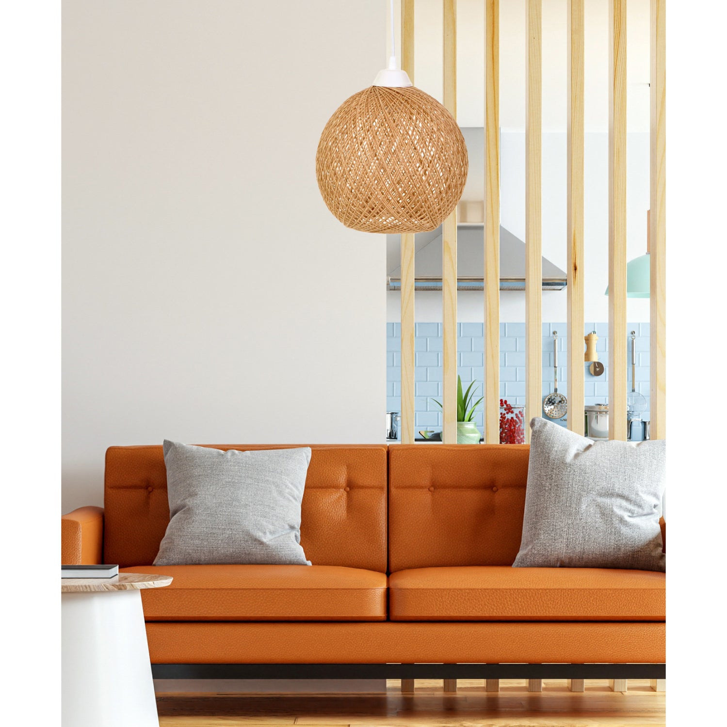 CEILING PENDANT LAMP INDOORS HM7352.02 BEIGE JUTE ROPE Φ22x55Hcm.