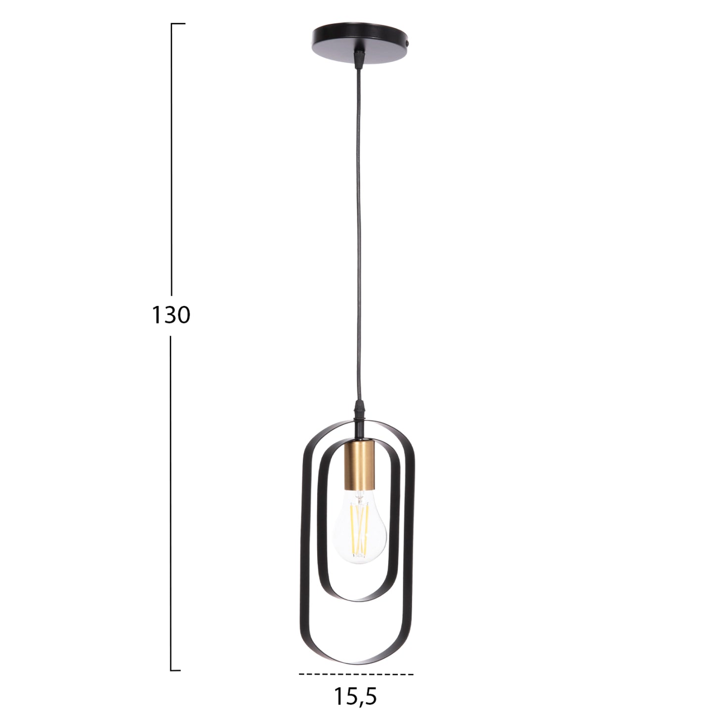 CEILING PENDANT LAMP BIUT HM7537.11 BLACK METAL-GOLD SOCKET 15.5x4x130Hcm.