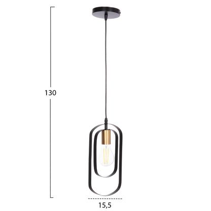 CEILING PENDANT LAMP BIUT HM7537.11 BLACK METAL-GOLD SOCKET 15.5x4x130Hcm.