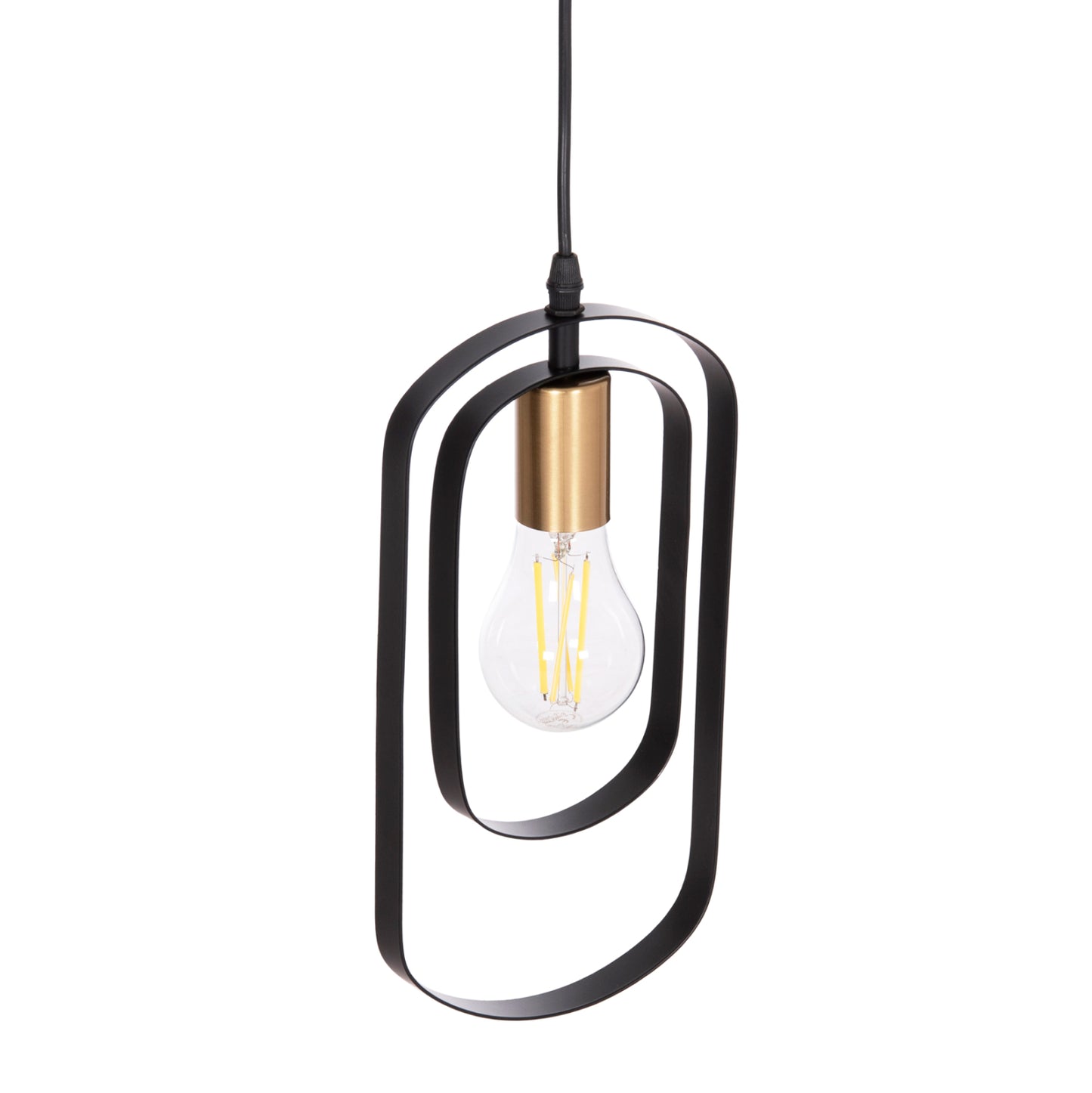 CEILING PENDANT LAMP BIUT HM7537.11 BLACK METAL-GOLD SOCKET 15.5x4x130Hcm.