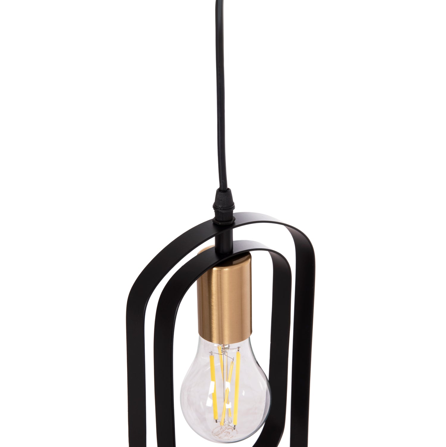 CEILING PENDANT LAMP BIUT HM7537.11 BLACK METAL-GOLD SOCKET 15.5x4x130Hcm.