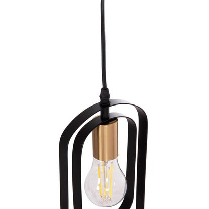 CEILING PENDANT LAMP BIUT HM7537.11 BLACK METAL-GOLD SOCKET 15.5x4x130Hcm.