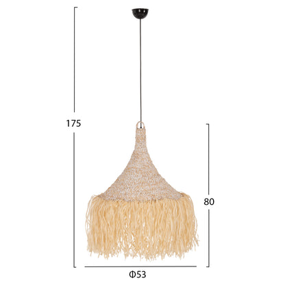 CEILING PENDANT LAMP HM7816 PALM LEAF FIBER FRINGES IN NATURAL COLOR Φ53x45Hcm