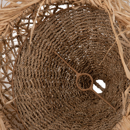 CEILING PENDANT LAMP HM7819 PALM LEAF FIBERS AND SEAGRASS FRINGES IN NATURAL Φ42x34Hcm.