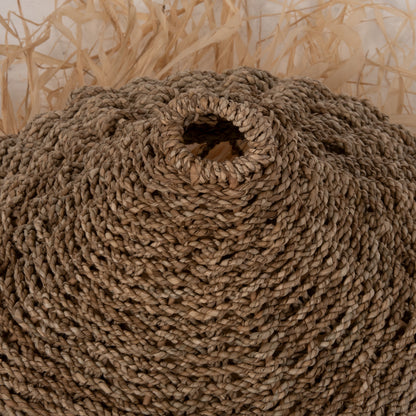 CEILING PENDANT LAMP HM7819 PALM LEAF FIBERS AND SEAGRASS FRINGES IN NATURAL Φ42x34Hcm.