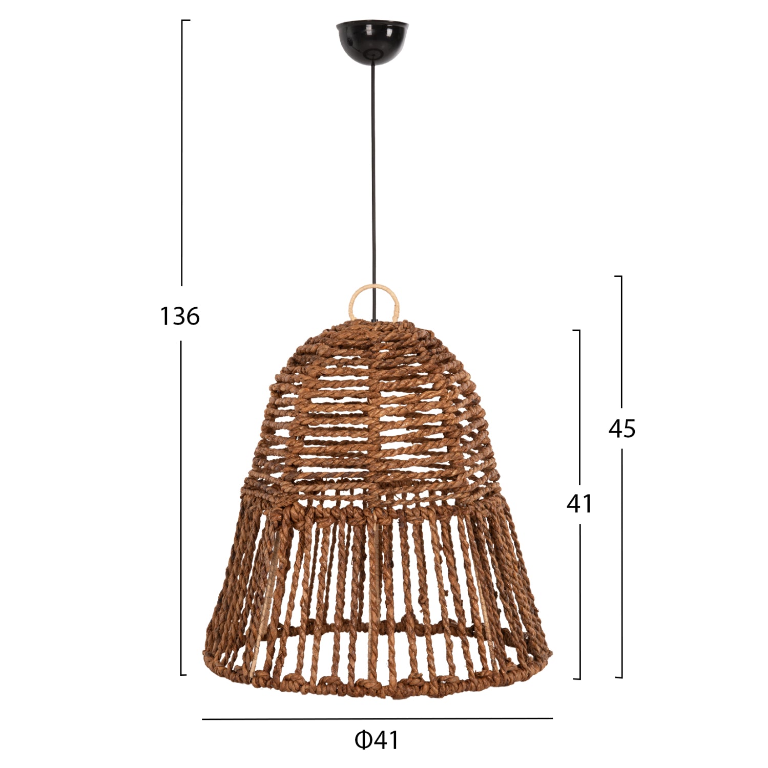 CEILING PENDANT LAMP HM7858 DRIED BANANA TREE FIBERS IN BROWN COLOR Φ41x41-136Hcm.