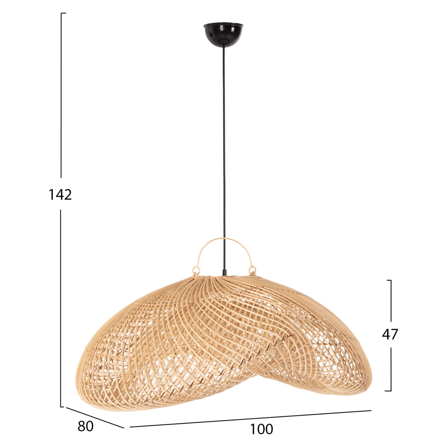 CEILING PENDANT LAMP PERK HM7861 RATTAN IN NATURAL COLOR 100x80x142Hcm.