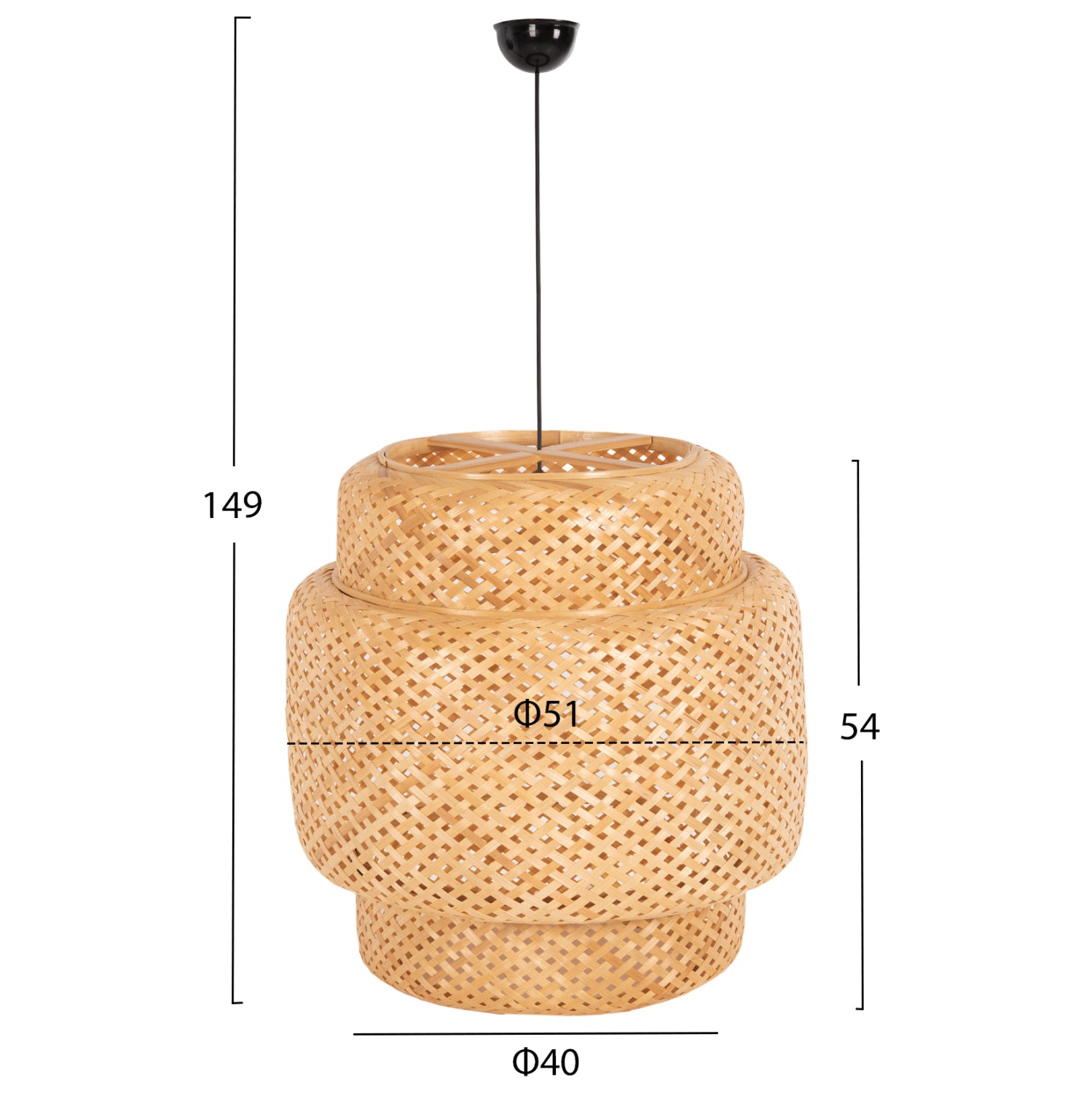 CEILING PENDANT LAMP HM7867 BAMBOO IN NATURAL COLOR Φ51x54-149Hcm.