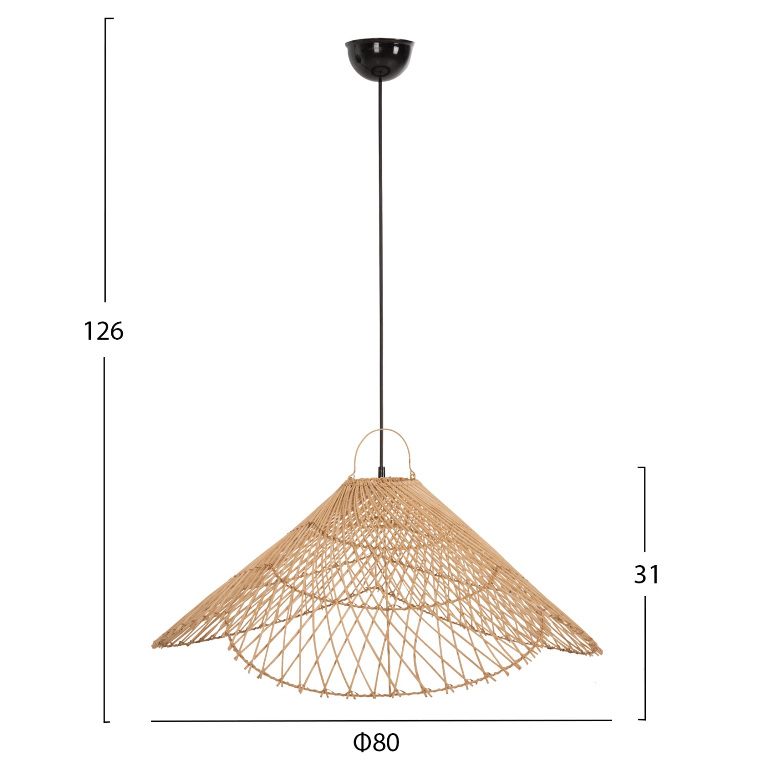 CEILING PENDANT LAMP HM7879.02 RATTAN IN NATURAL COLOR Φ80x31x126Hcm.