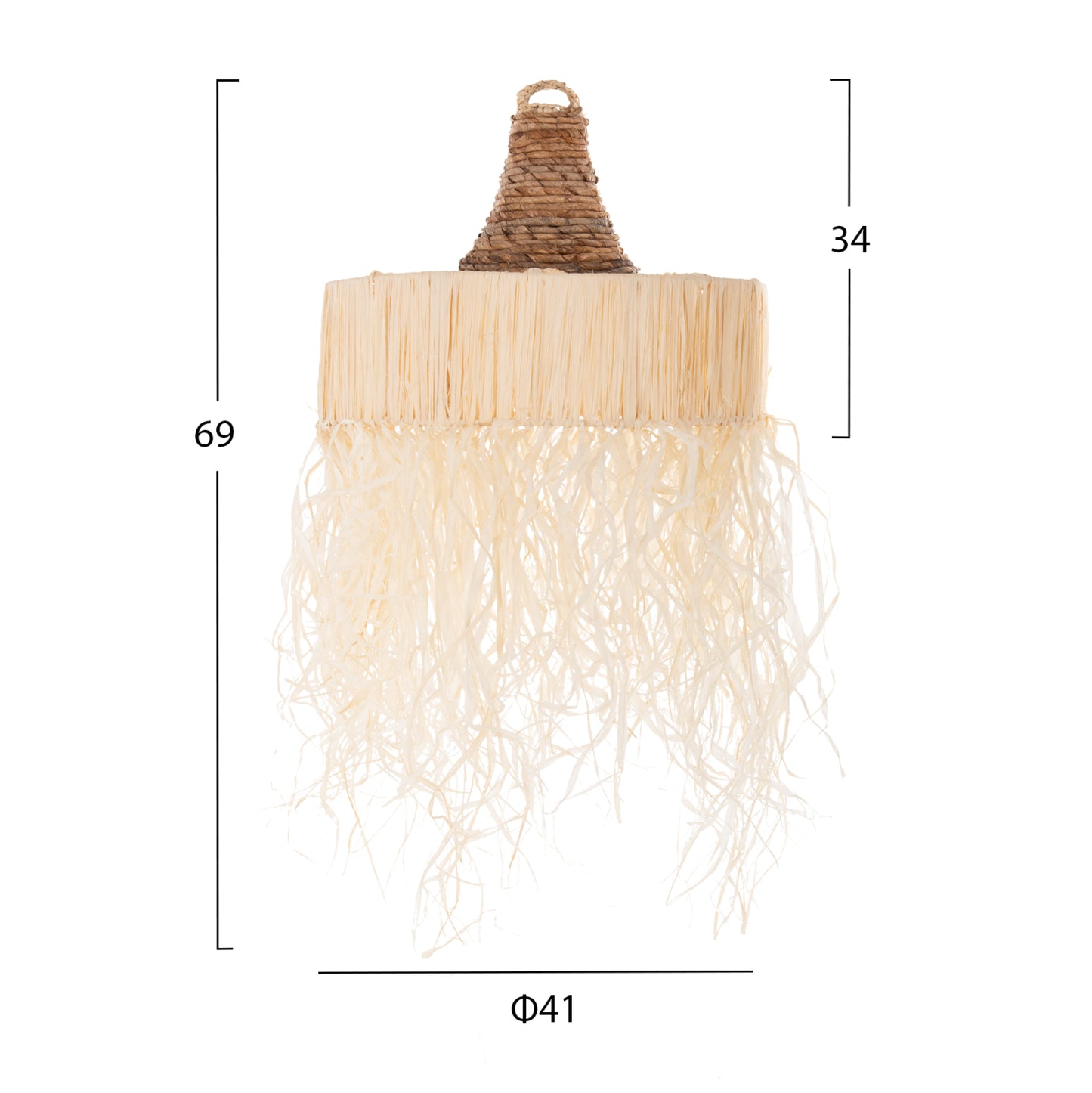 CEILING PENDANT LAMP WITH FRINGES HM7853 DRIED PALM FIBERS Φ41x34Hcm.