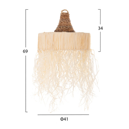 CEILING PENDANT LAMP WITH FRINGES HM7853 DRIED PALM FIBERS Φ41x34Hcm.