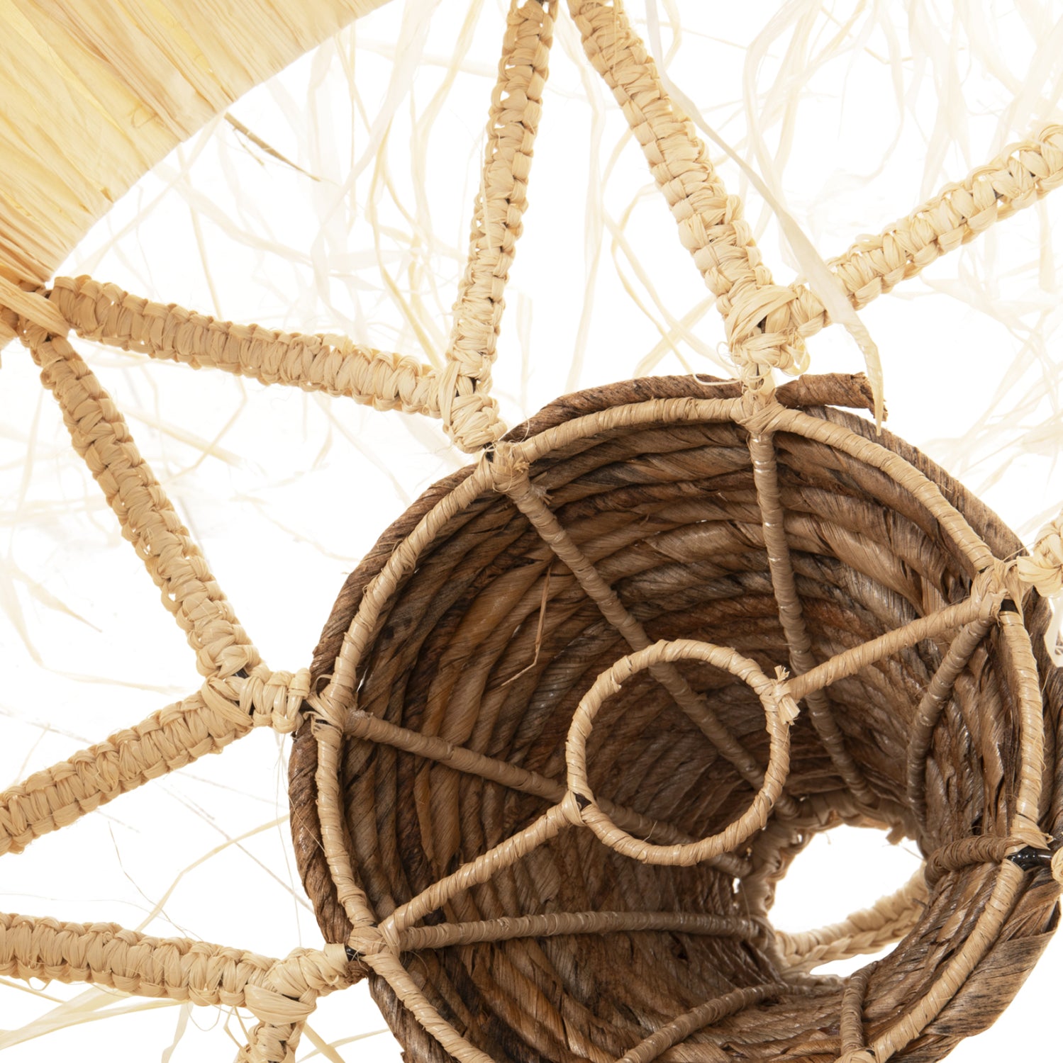 CEILING PENDANT LAMP WITH FRINGES HM7853 DRIED PALM FIBERS Φ41x34Hcm.