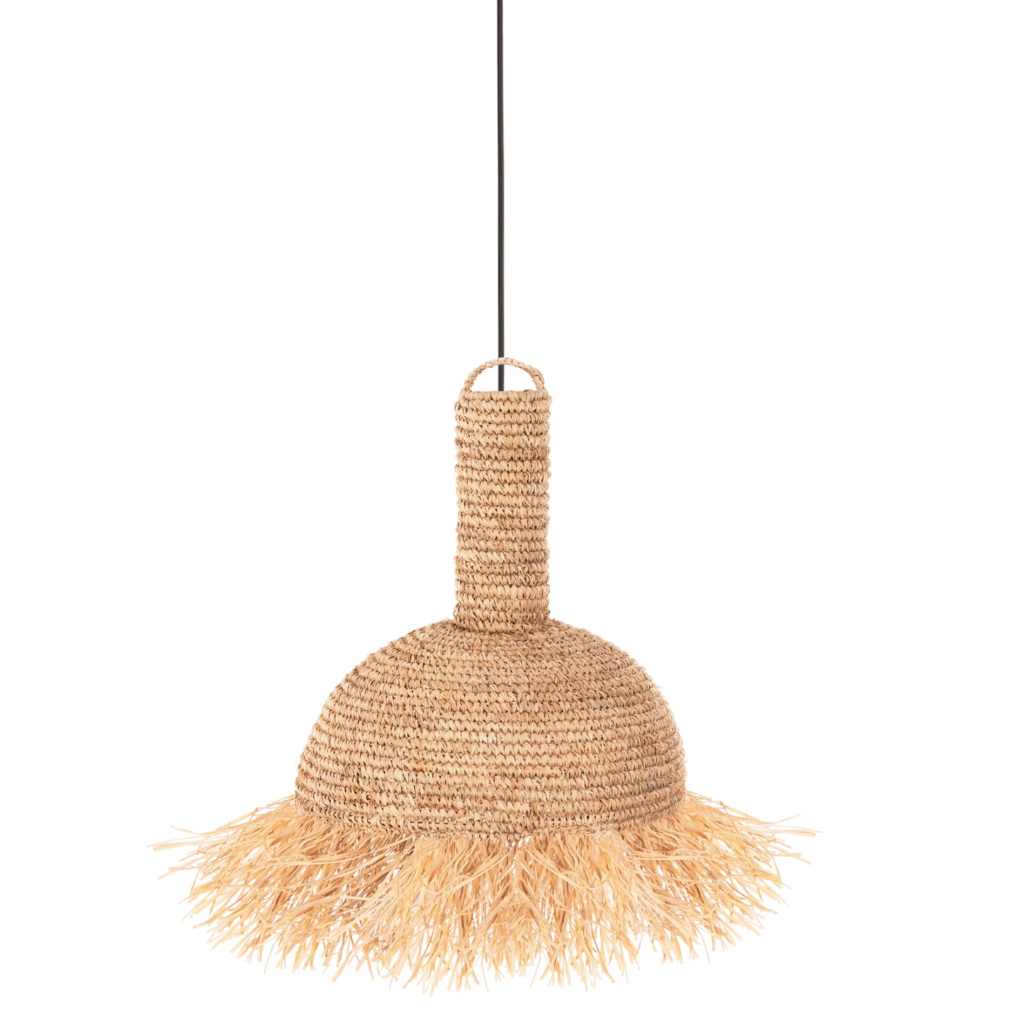 CEILING PENDANT LAMP WITH FRINGES HM7856 DRIED PALM FIBERS Φ52,5x55,5Hcm.