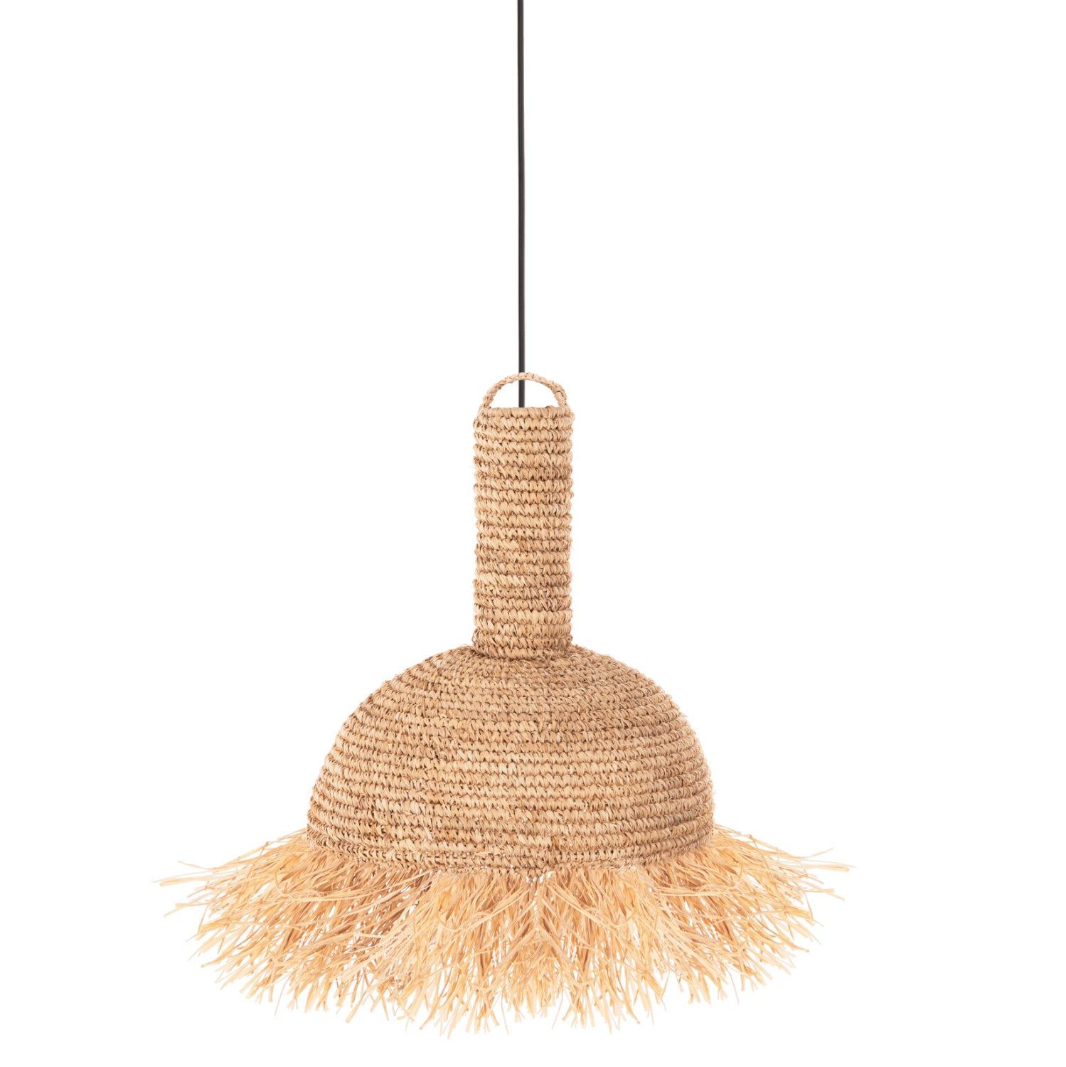 CEILING PENDANT LAMP WITH FRINGES HM7856 DRIED PALM FIBERS Φ52,5x55,5Hcm.