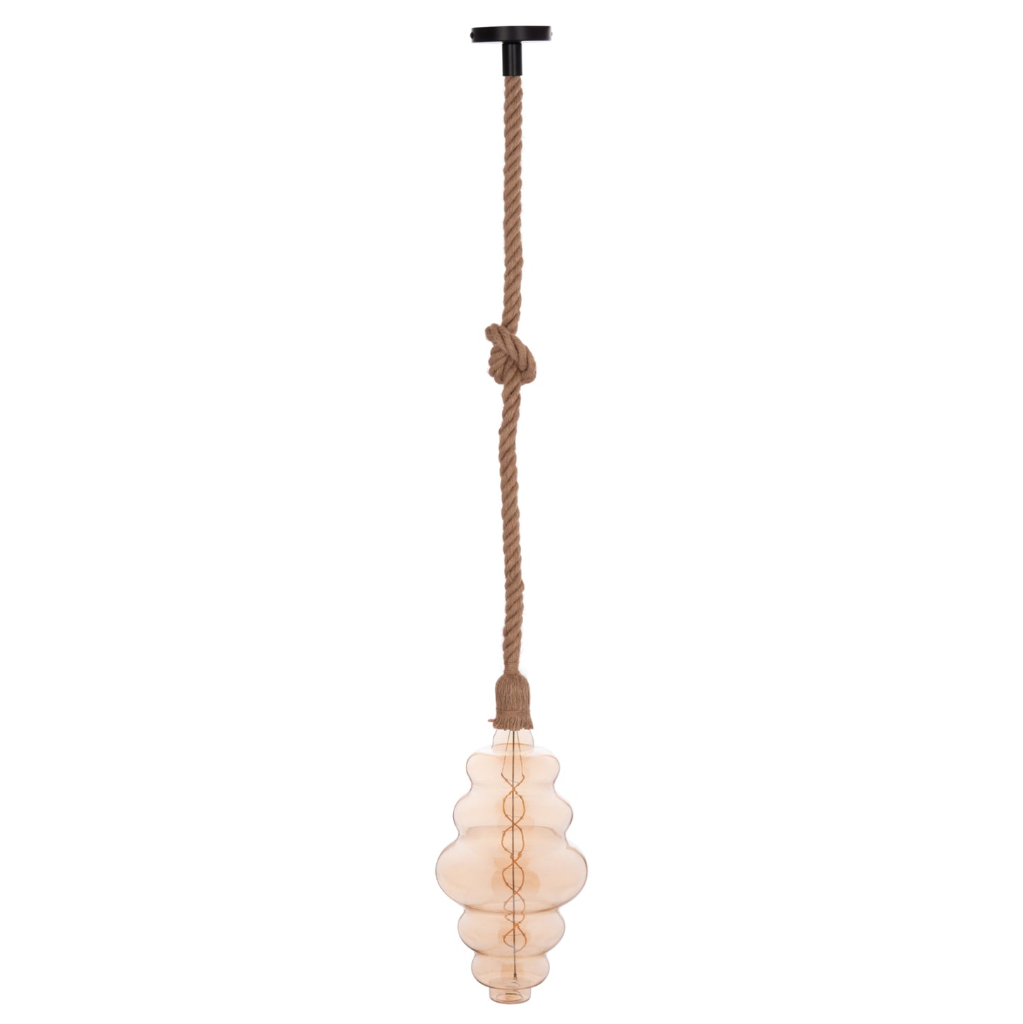 CEILING PENDANT LAMP WITH LIGHT BULB HM11932.01--ROPE 1M LONG AND 2cm THICK-E27 SOCKET