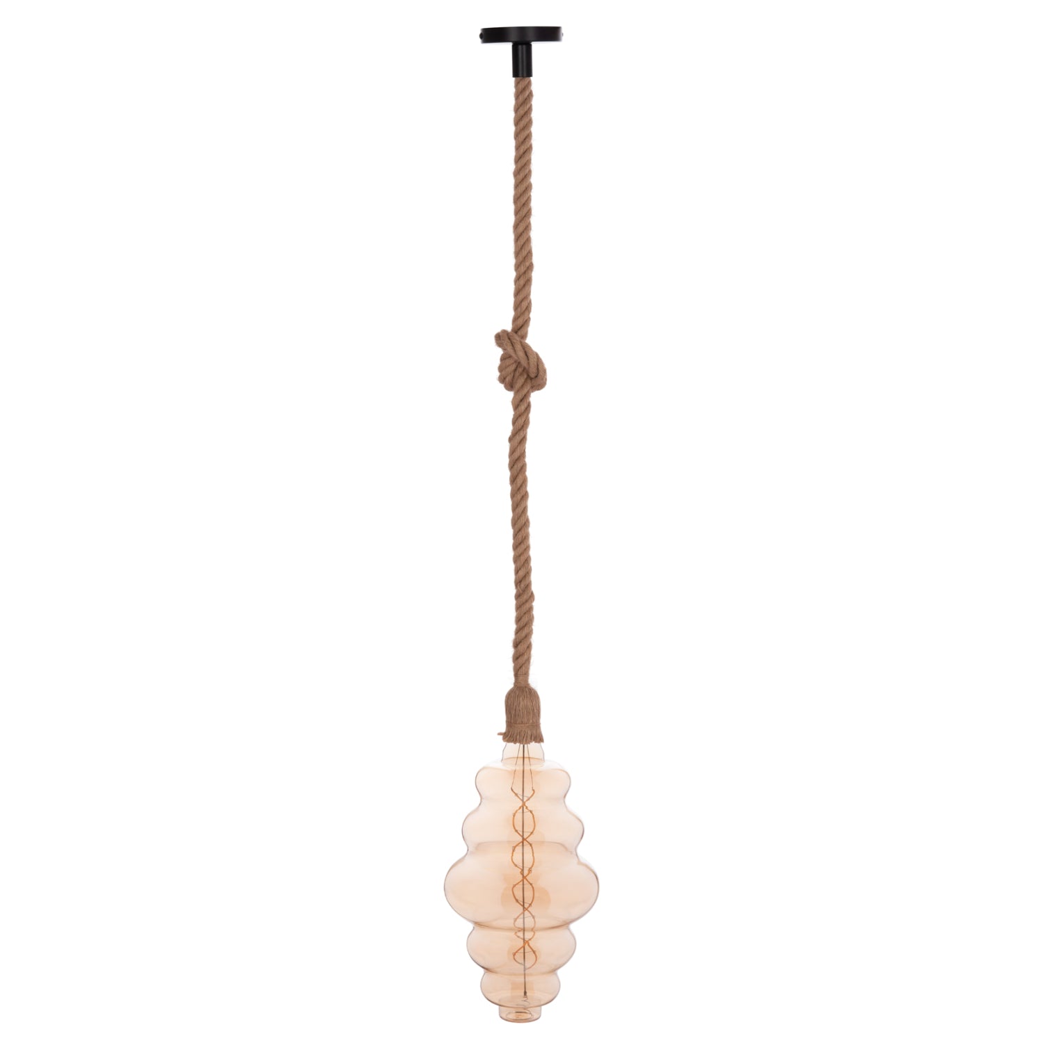CEILING PENDANT LAMP WITH LIGHT BULB HM11932.01--ROPE 1M LONG AND 2cm THICK-E27 SOCKET