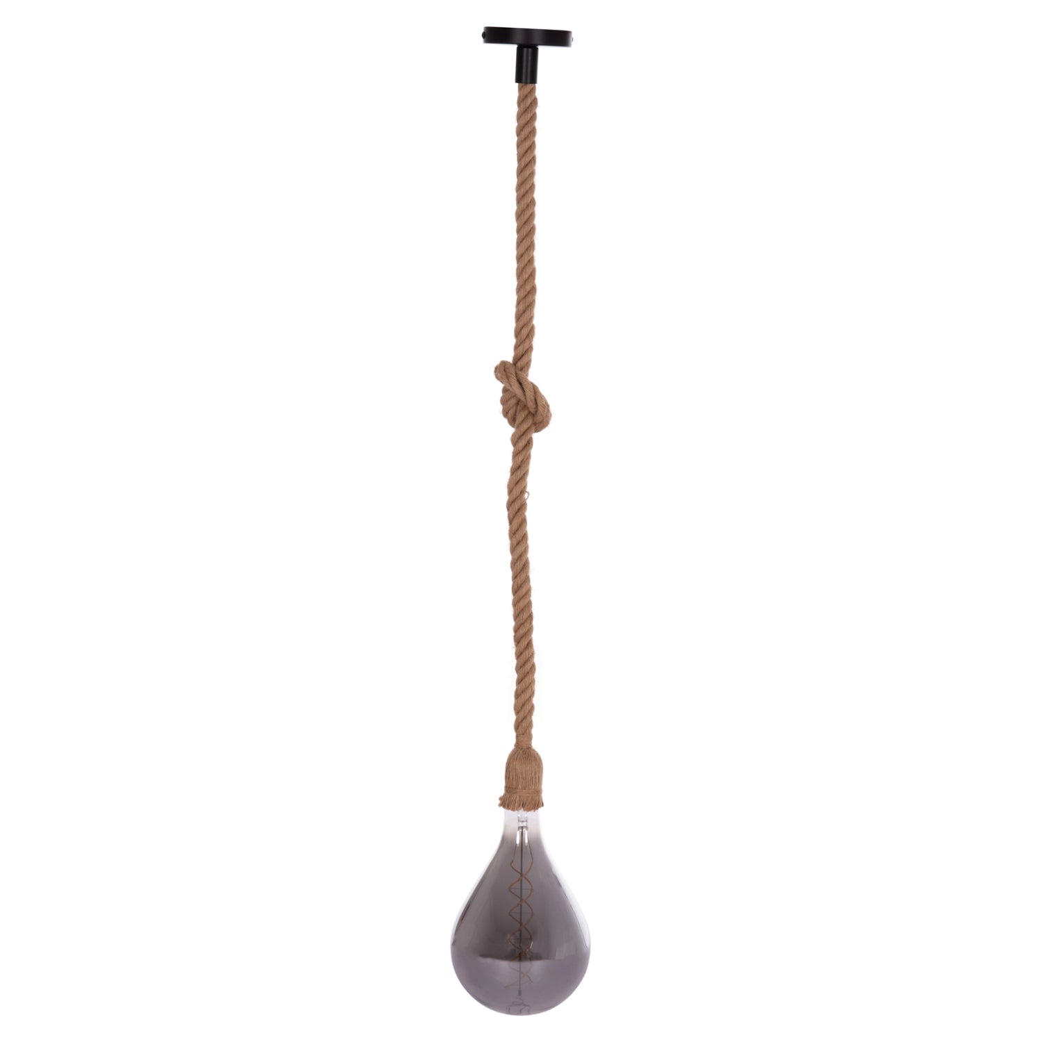 CEILING PENDANT LAMP WITH LIGHT BULB ΗΜ11928.02--ROPE 1M LONG AND 2cm THICK-E27 SOCKET