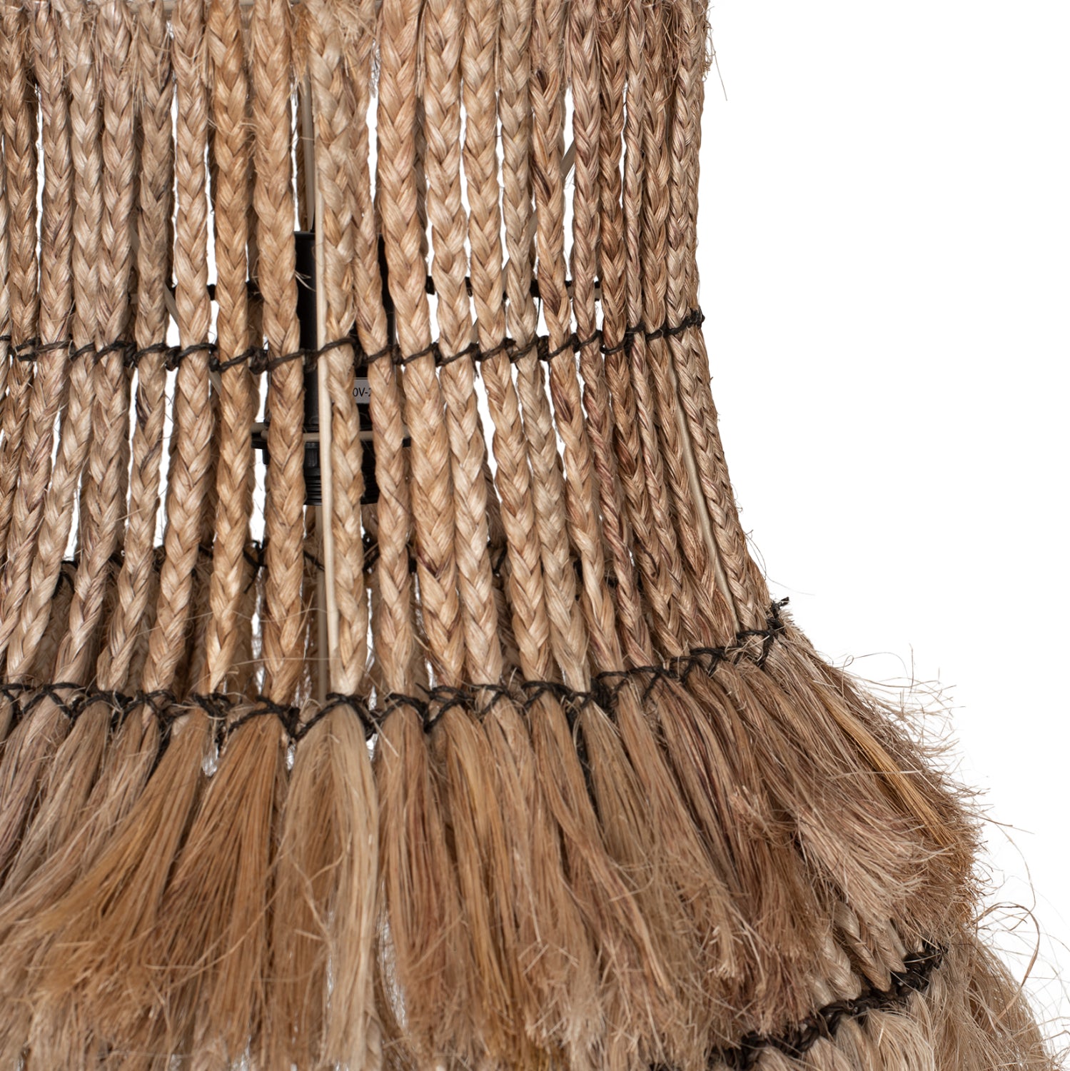 CEILING PENDANT OBLONG CYLINDRICAL CAP ABACA FIBERS IN NATURAL COLOR 40x40x50Hcm.HM7770