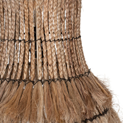 CEILING PENDANT OBLONG CYLINDRICAL CAP ABACA FIBERS IN NATURAL COLOR 40x40x50Hcm.HM7770