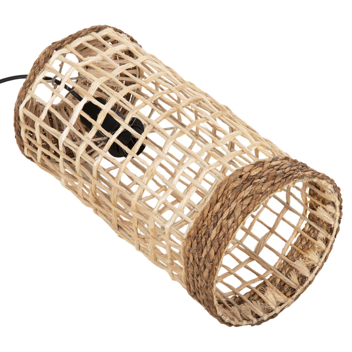 CEILING PENDANT OBLONG CYLINDRICAL CAP ABACA FIBERS IN NATURAL Φ21x43-120Hcm.HM7768
