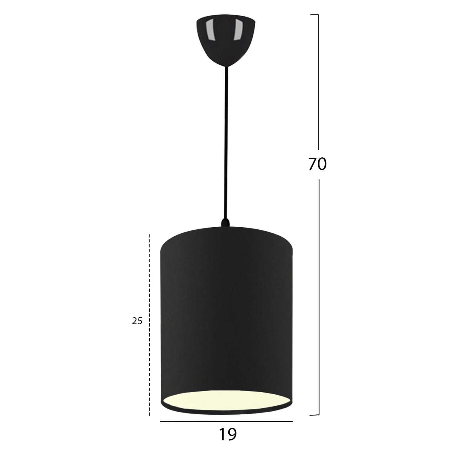 PENDANT CEILING LAMP HM7623.02 BLACK PILLAR, BLACK JUTE FABRIC DRUM SHADE