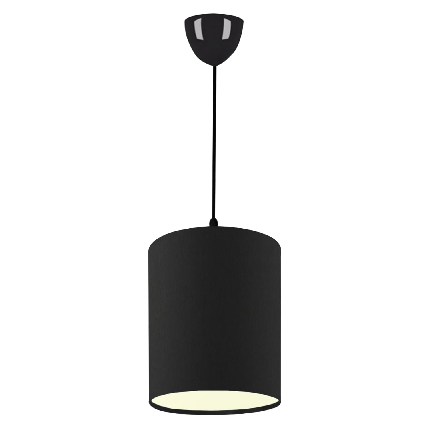 PENDANT CEILING LAMP HM7623.02 BLACK PILLAR, BLACK JUTE FABRIC DRUM SHADE