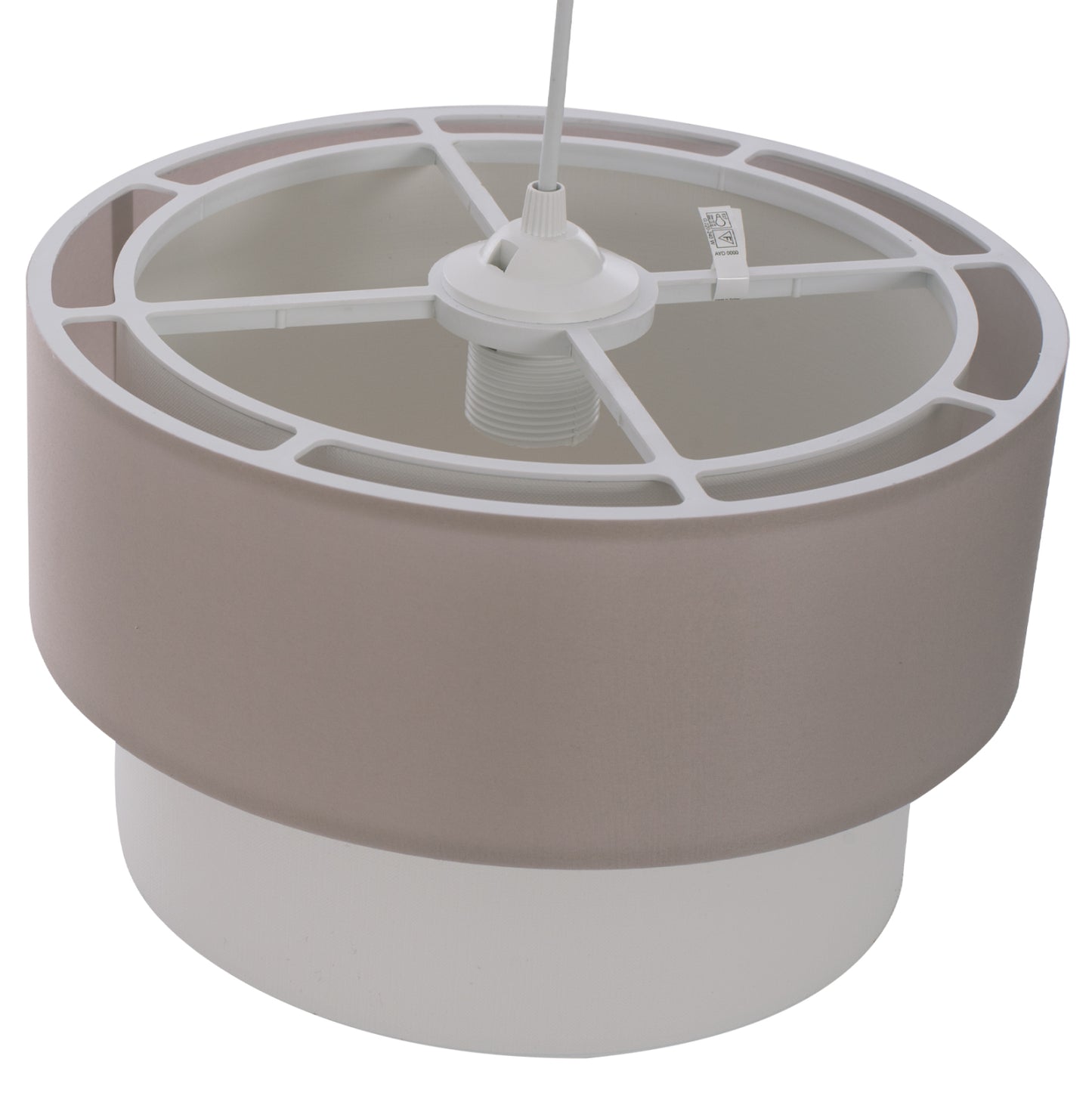 CEILING PENDANT DOUBLE CYLINDER CAP BEIGE-OFF-WHITE Φ30x80Hcm.HM7619.04