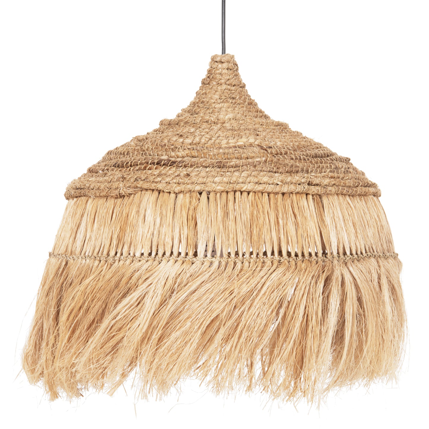 CEILING PENDANT WITH ABACA FIBERS CAP IN NATURAL COLOR Φ52x32-120Hcm.HM7777