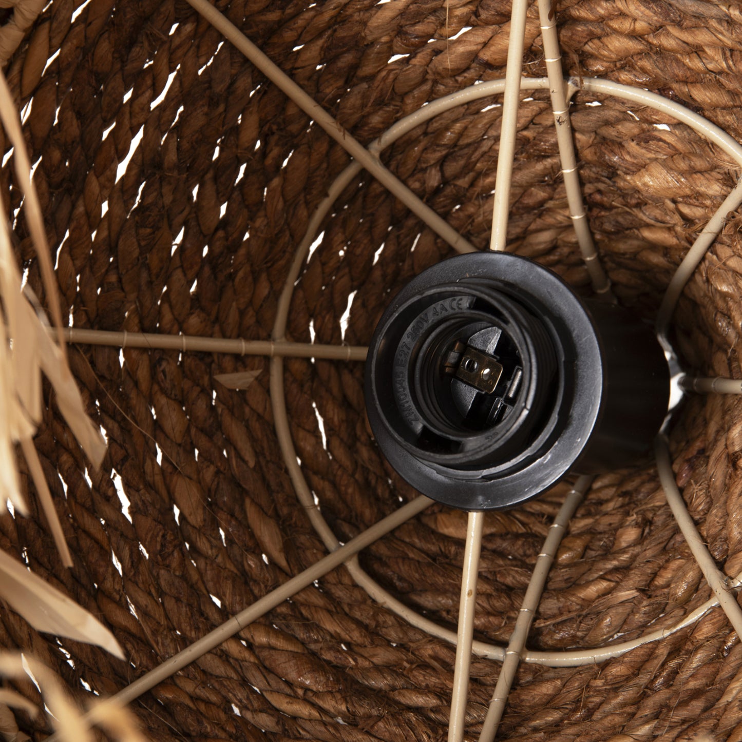 CEILING PENDANT WITH SISAL FIBER CAP IN NATURAL COLOR Φ36x46-120Hcm.HM7787