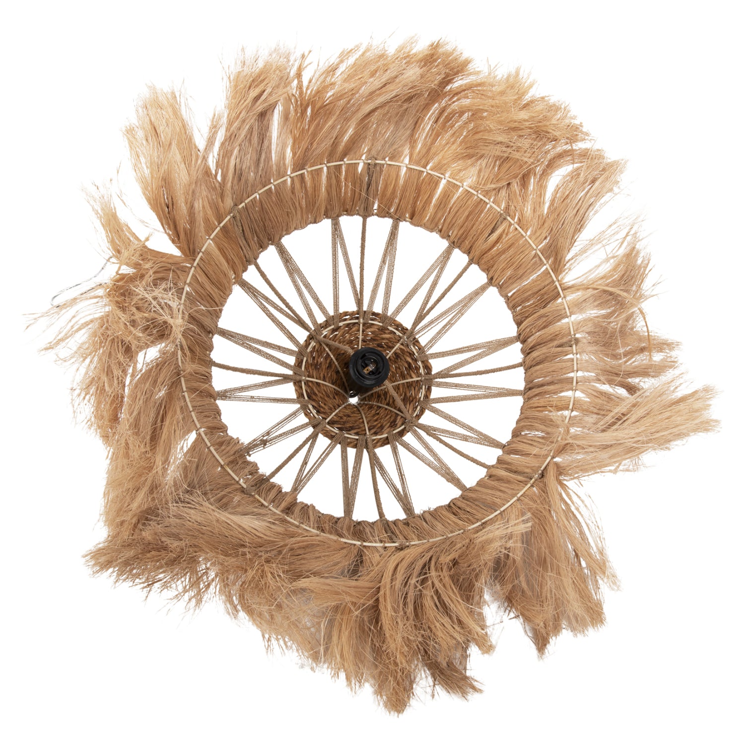 CEILING PENDANT ROMIL HM7764 CYLINDRICAL CAP ABACA FIBERS IN NATURAL Φ52x52-120Hcm.