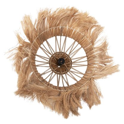 CEILING PENDANT ROMIL HM7764 CYLINDRICAL CAP ABACA FIBERS IN NATURAL Φ52x52-120Hcm.