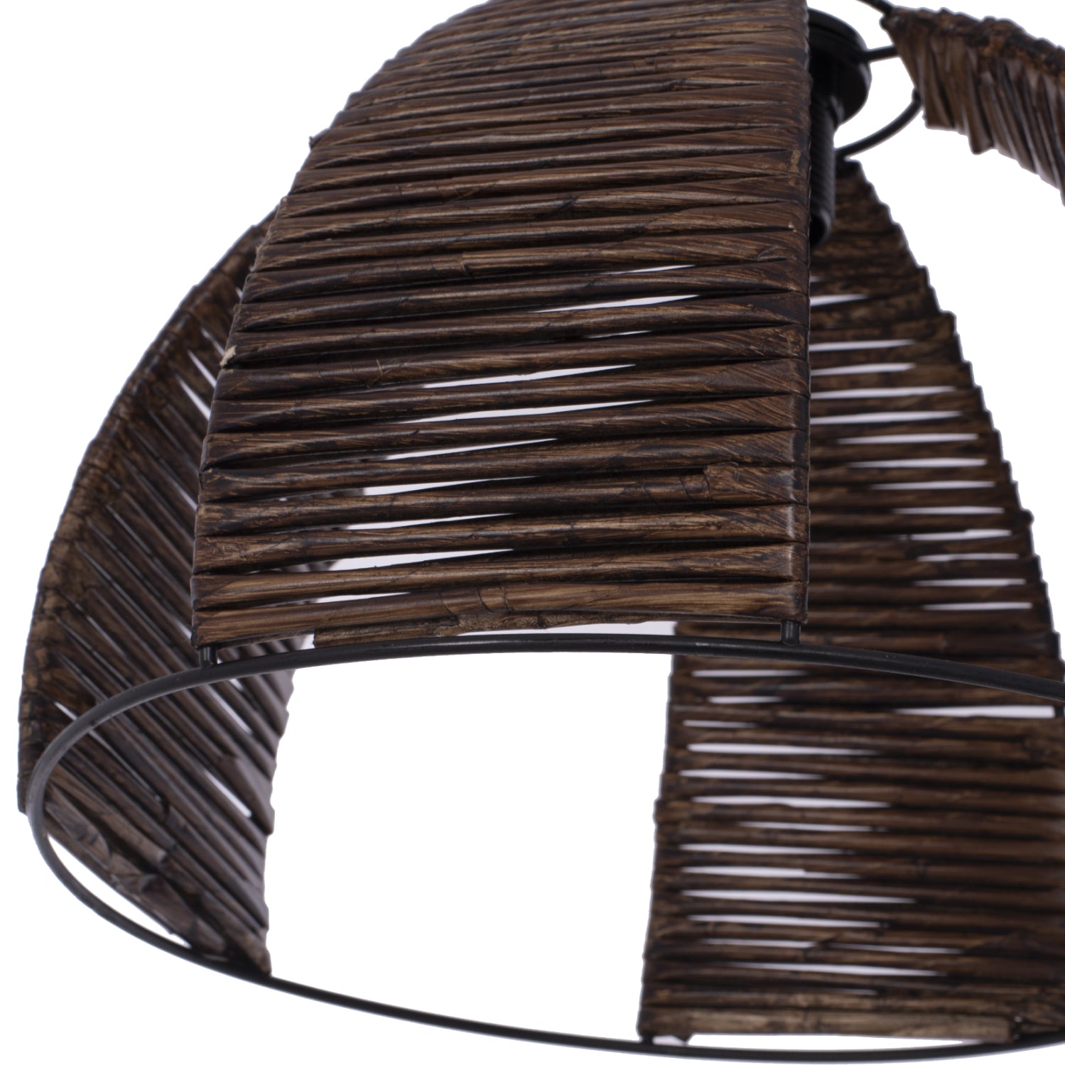 CEILING PENDANT METAL CAP WITH WOODEN STRIPS Φ30x83Hcm.HM7703.01
