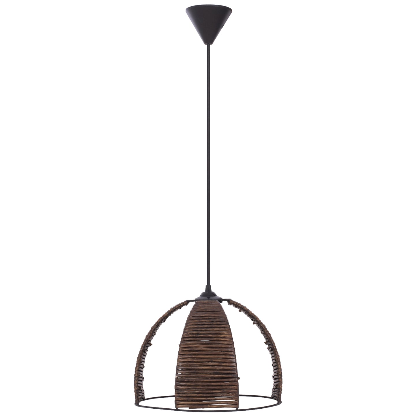 CEILING PENDANT METAL CAP WITH WOODEN STRIPS Φ30x83Hcm.HM7703.01