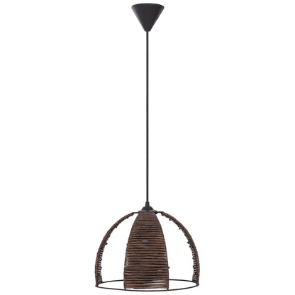 CEILING PENDANT METAL CAP WITH WOODEN STRIPS Φ30x83Hcm.HM7703.01