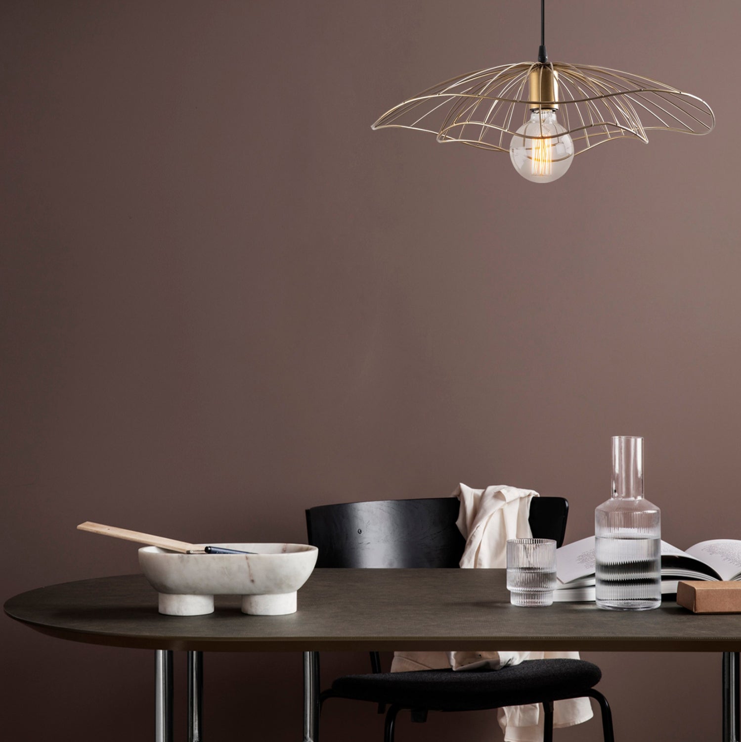 METALLIC PENDANT LIGHT IN GOLD HM7229.04 Φ50x111 cm.