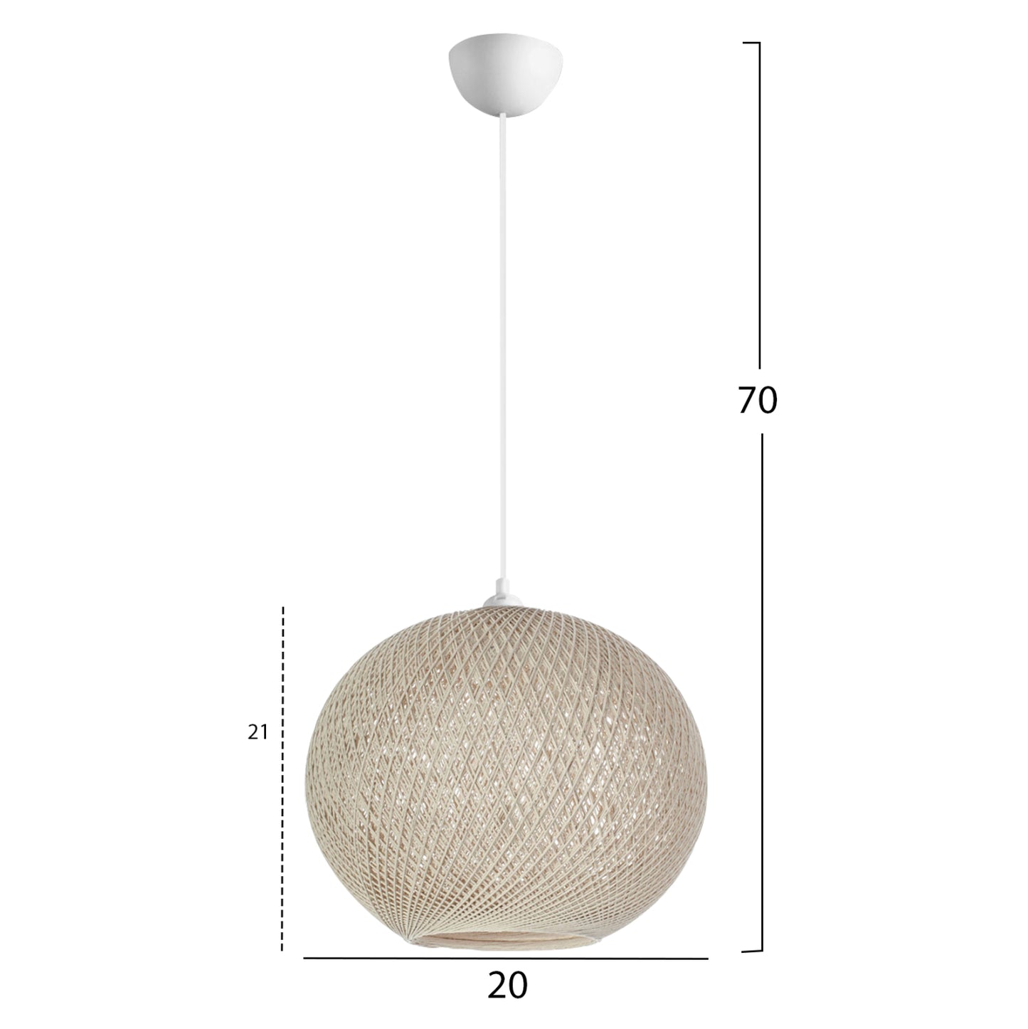 PENDANT CEILING LAMP HM7626.02 BEIGE SPHERE, KNITTED ROPE, INDOORS