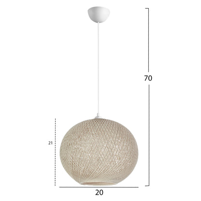 PENDANT CEILING LAMP HM7626.02 BEIGE SPHERE, KNITTED ROPE, INDOORS