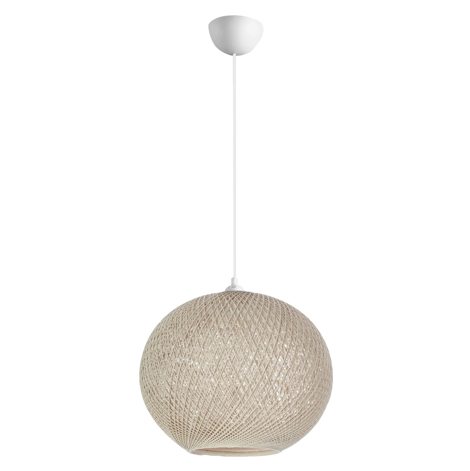 PENDANT CEILING LAMP HM7626.02 BEIGE SPHERE, KNITTED ROPE, INDOORS