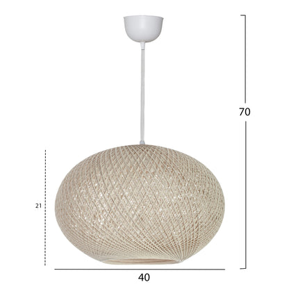 PENDANT CEILING LAMP HM7624.02 BEIGE OVAL-SHAPED SPHERE, KNITTED ROPE, INDOORS