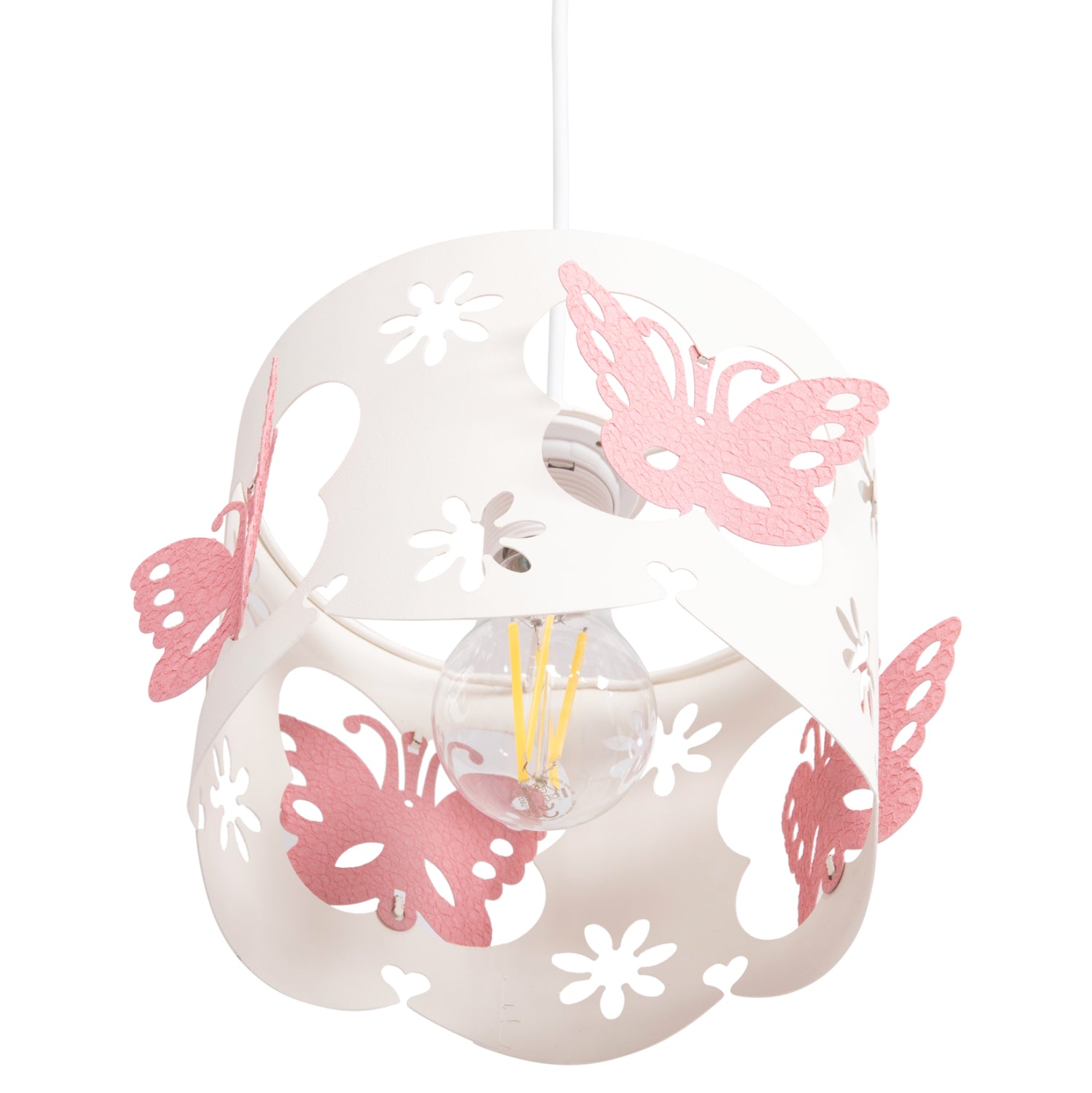 CEILING PENDANT KIDS' LAMP LEPTIR HM4705.01 METALLIC CAP IN PINK-WHITE Φ23x70Hcm.