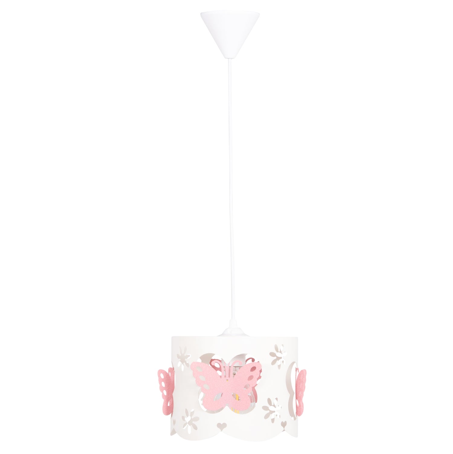 CEILING PENDANT KIDS' LAMP LEPTIR HM4705.01 METALLIC CAP IN PINK-WHITE Φ23x70Hcm.