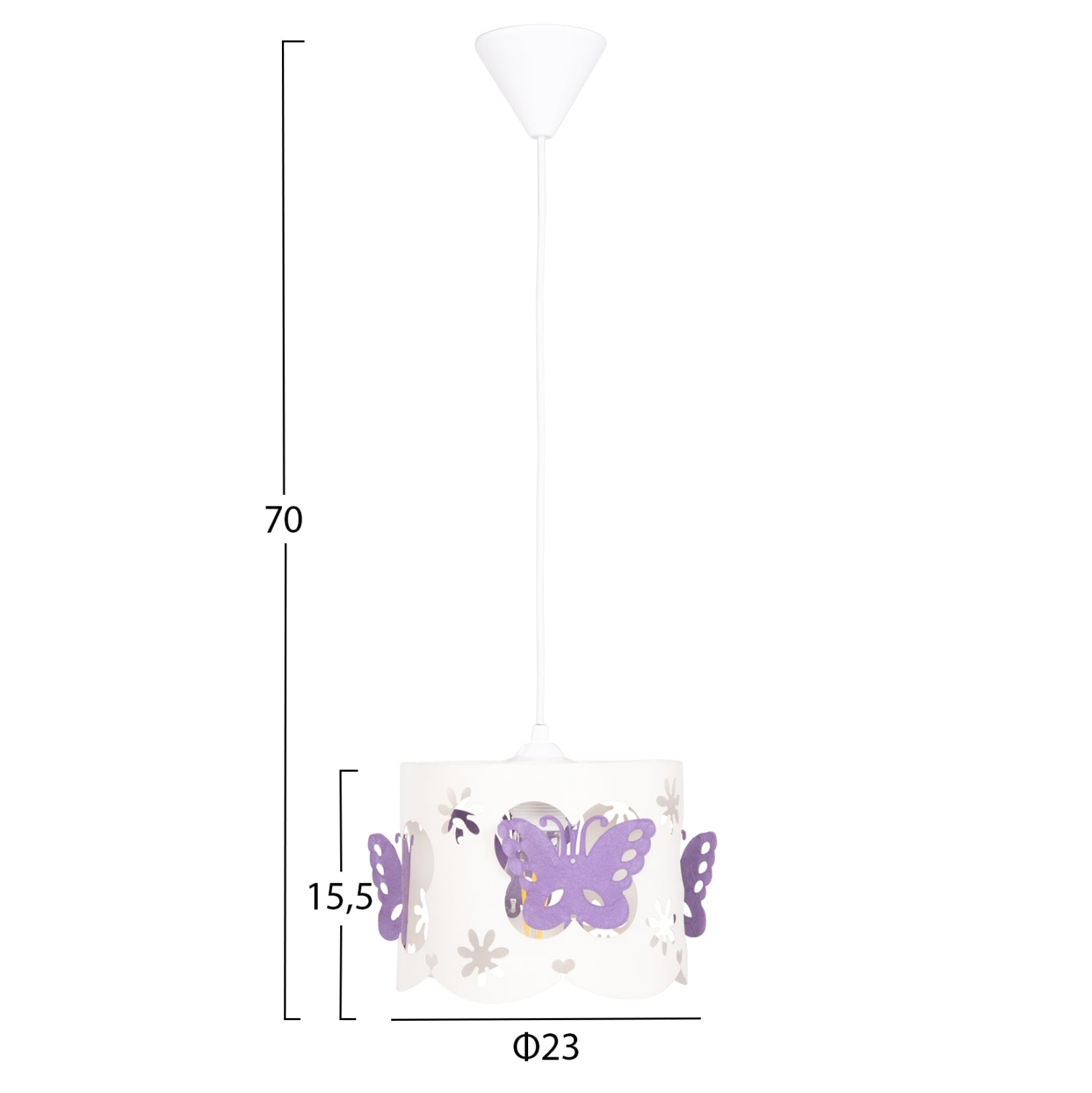 CEILING PENDANT KIDS' LAMP LEPTIR HM4705.02 METALLIC CAP IN PURPLE-WHITE Φ23x70Hcm.