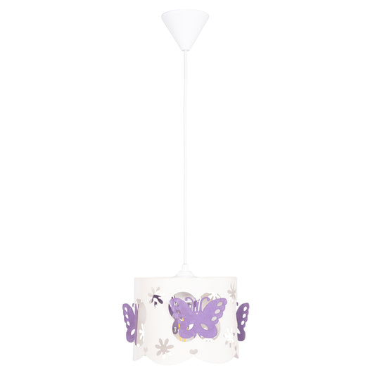 CEILING PENDANT KIDS' LAMP LEPTIR HM4705.02 METALLIC CAP IN PURPLE-WHITE Φ23x70Hcm.