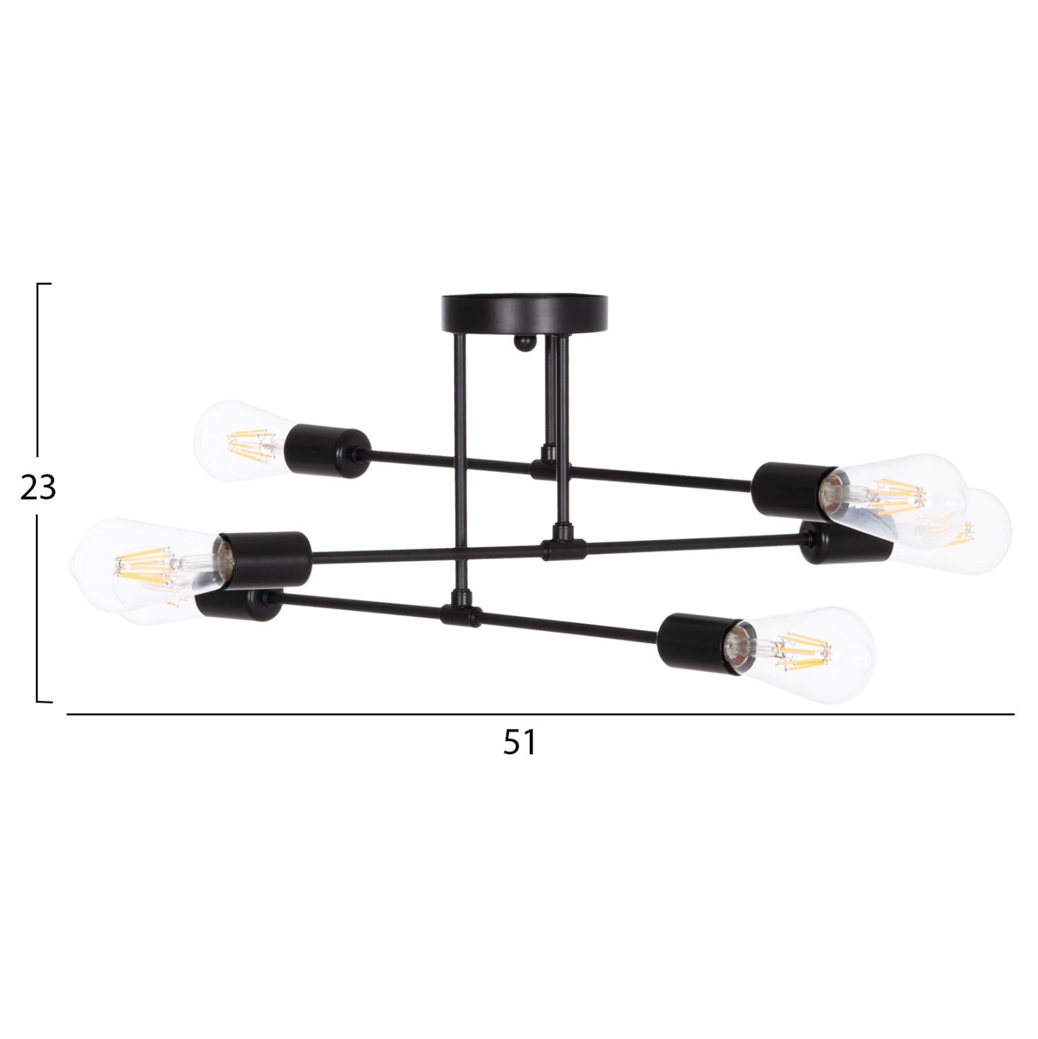 CEILING PENDANT MULTILIGHT FIXTURE LIGHTY HM7427.11 BLACK METAL 51x51x23Hcm.