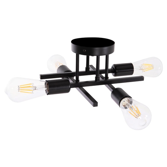 CEILING PENDANT MULTILIGHT FIXTURE LIGHTY HM7428.11 BLACK METAL 28x28x15Hcm.