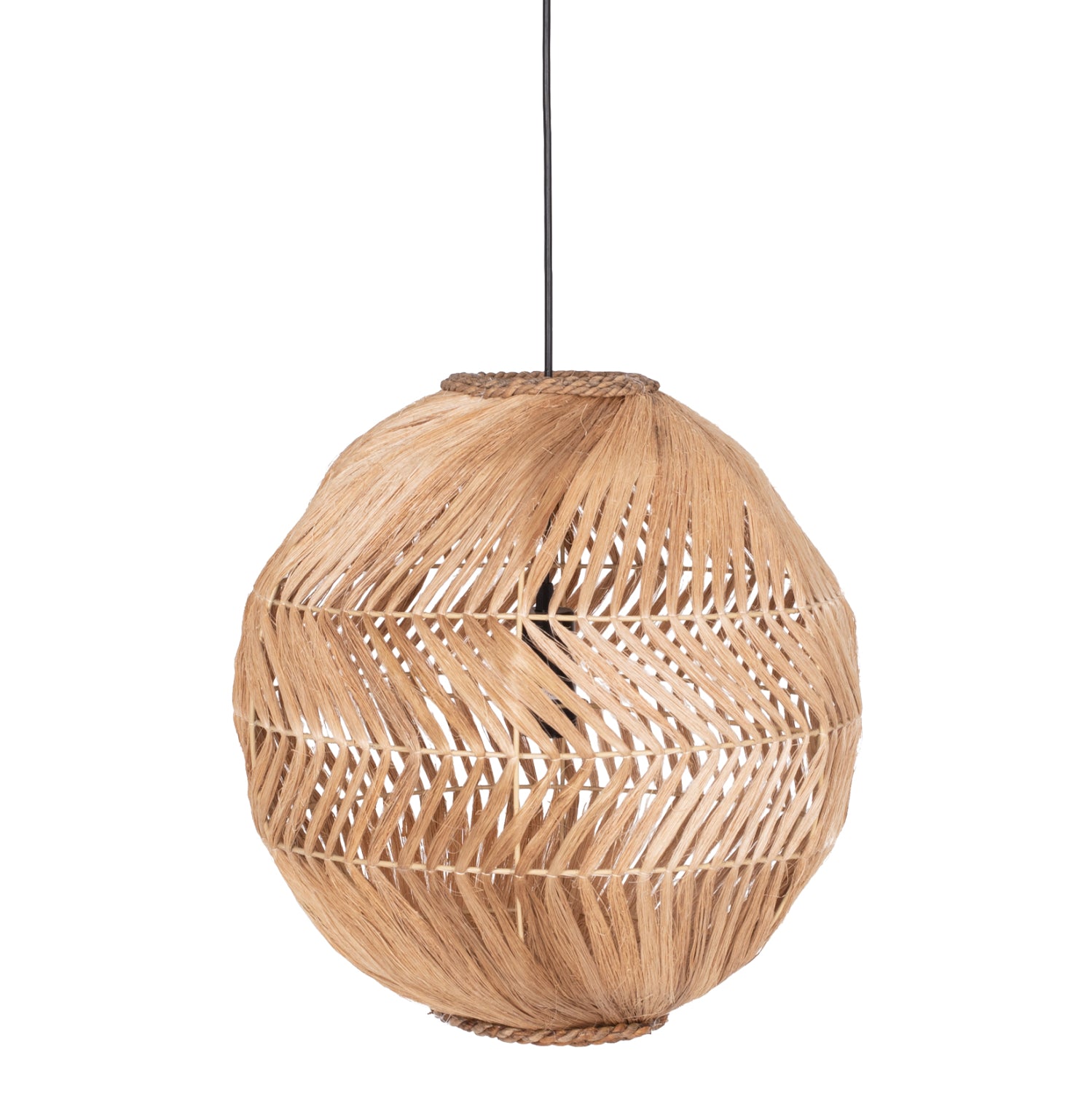 CEILING PENDANT SPHERICAL MADE OF ABACA FIBERS IN NATURAL COLOR Φ45x45-80Hcm.HM7769