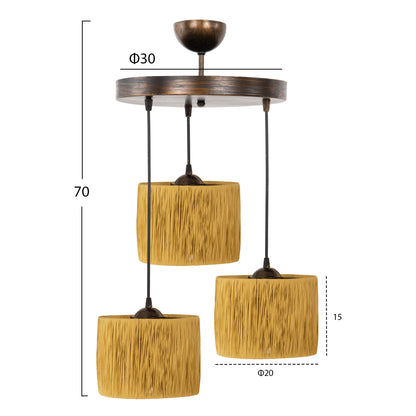 CEILING PENDANT 3-LIGHT HM7948.05 BEIGE-BRONZE Φ30x70Hcm.